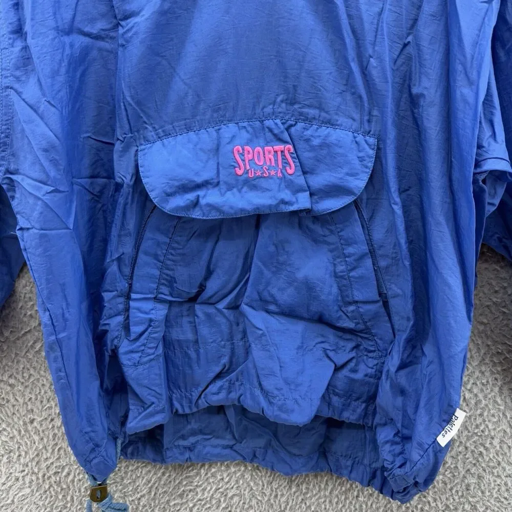 Palettes Sports‎ Youth L (14) Blue Hooded Rain Jacket Wind Breaker Waterproof